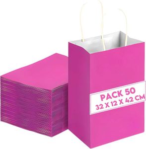 Lot De 100 Pochettes Cadeau En Papier Bleu - 2 Modèles, Dimensions 12 X 20 Cm