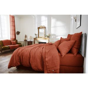 HOMESCAPES Lot de 2 Draps housse lit bébé en lin lavé Beige, 70 x 140 cm
