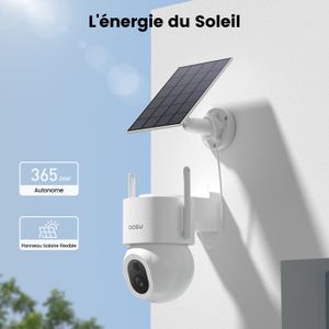 AOSU 3K 5MP Caméra Surveillance WiFi Extérieur sans Fil, Panneau