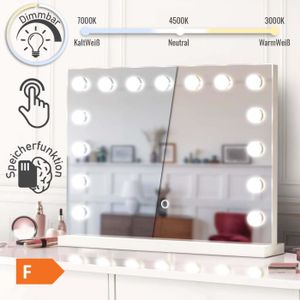 Blanc BT-Blanc, 57_x_43_cm iCREAT Hollywood Miroir Miroir de Maquillage avec lumièresavec éclairage et Port USB Miroir de Maquillage Intelligent avec Ampoules à intensité Variable 