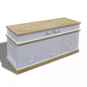 104 * 30 * 48 cm-Blanc Happy /& Home Banc de Rangement pour Chaussures en Bois Meuble /à Chaussures avec Coussin de si/ège 10 grilles pour entr/ée du Couloir du Salon
