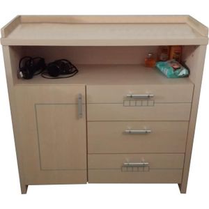Commode A Langer A 2 Portes Et 2 Tiroirs Coloris Bois Clair