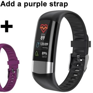 BRACELET D'ACTIVITÉ Montre connectée,Bracelet intelligent de Fitness Tracker montre Ip67 étanche podomètre Fitness Bracelet - Type Add a purple strap