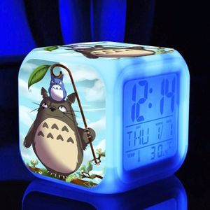 RÉVEIL ENFANT Horloge,Réveil numérique pour enfants Totoro, 7 co