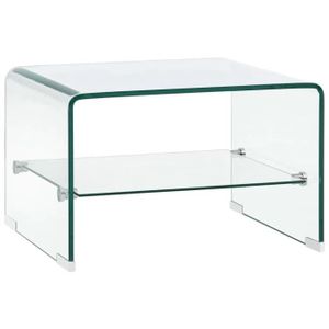 TABLE BASSE Table basse en verre trempé FYDUN - Clair - 50 x 45 x 33 cm