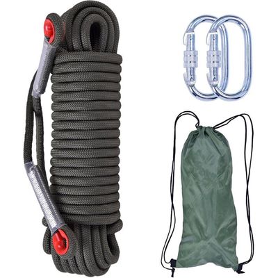 VEVOR - Corde D'escalade Dynamique - Résistance 25 KN, Allongement 35% - Polyester, Avec Mousquetons - Pour Escalade, Rappel, Sauvetage