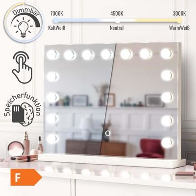 Gesentur Lumière de Miroir LED Dimmable - 14 Ampoules Hollywood - Blanc -  Pour Miroir Cosmétique Salle de Bain - Cdiscount Maison