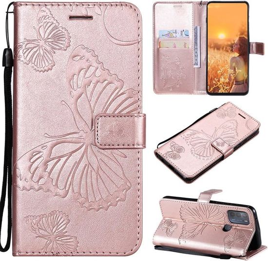 Housse Motorola Moto G56 5G - Étui Cuir PU Portefeuille Avec Rangements Cartes Et Stand | Design Papillon 3D - 6