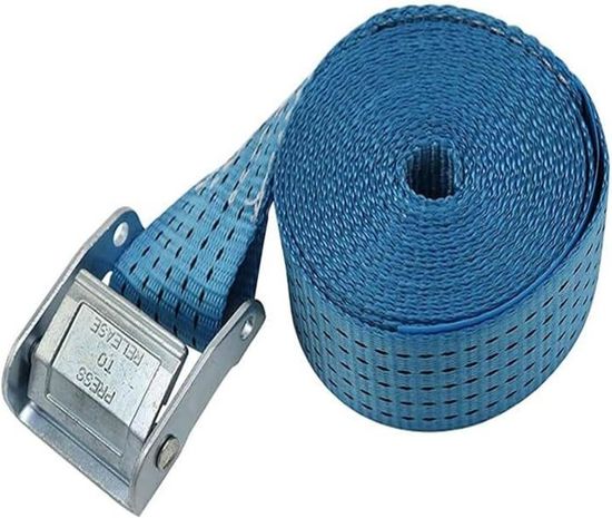 Sangle D'arrimage à Cliquet 12 M X 50 Mm - Polyester Résistant - Boucle à Came Robuste - Pour Remorque, Camion, Bateau - Couleur Bleue