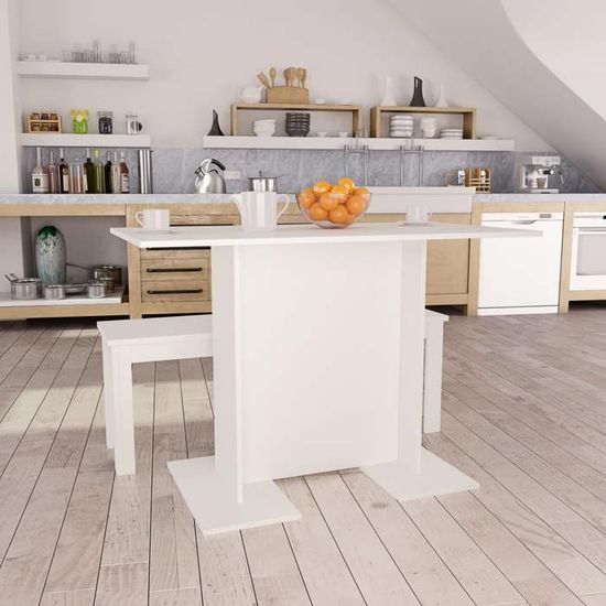 Table à Manger 4 Personnes HOMCOM – Plateau Verre Trempé – Design Moderne Blanc
