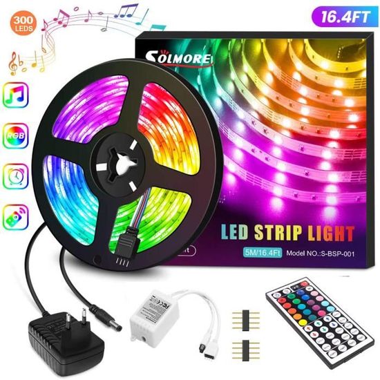 Ruban LED 20m, Bande 5050 RGB WiFi Multicolore, Contrôlé par APP, Sync avec Rythme de Musique