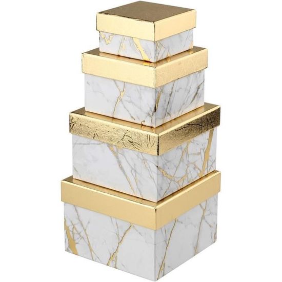 Lot 3 Boite Cadeau Tailles Différentes, Boîte Cadeau Rouges Avec