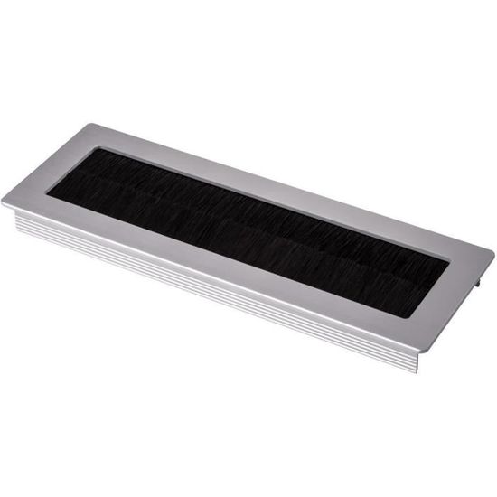 SOTECH Passage De Câbles Toledo Aluminium Anodisé Noir 200 X 70 Mm – Brosse Anti-Poussière, Ouverture 172 X 42 Mm