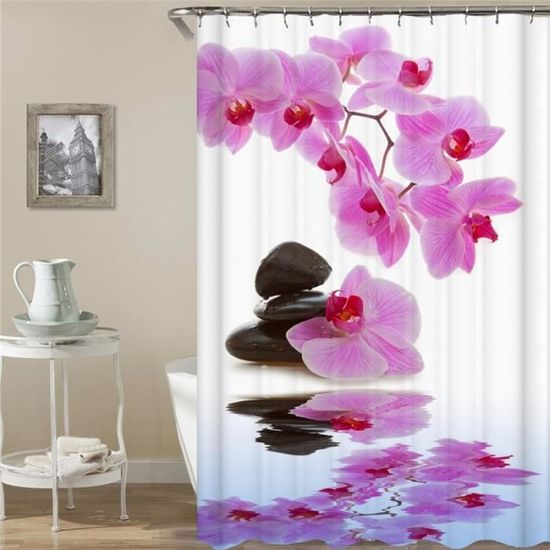 Accessoires salle de bain,Zen rideau de bain 3D imperméable Polyester rideaux de douche bouddha Statue - Type tp296 - 165cmx180cm