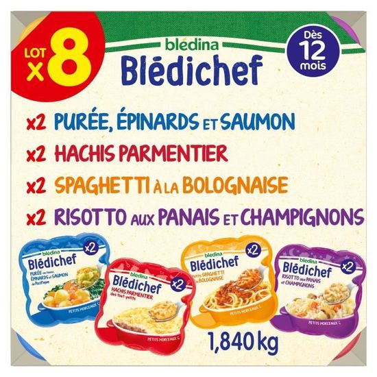 Plat bébé dès 12 mois spaghetti et crème de légumes Blédichef Bledina  2x230g sur