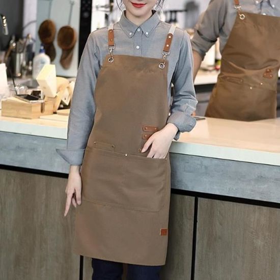 TOPTIE Tablier pour Enfants et Ensemble de Toque de Chef, Tablier de Cuisine pour Enfant en Coton Ajustable, S-TTG-Rose Pâle-TG