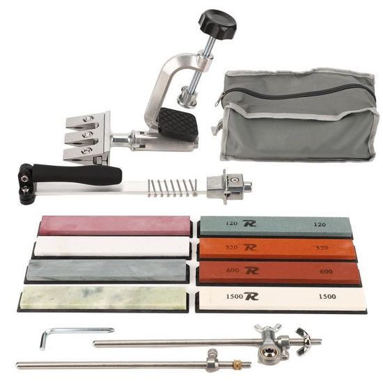 Aiguiseur De Couteaux Professionnel à Angle Fixe - 8 Pierres Rotatives (120 à 3000) - Pour Couteaux De Cuisine, Chef, Sushi - Kit Complet - 11