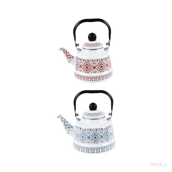 JMAHM Théière En émail 1L Blanche - Compatible Induction, Gaz - Pour Thé, Café, Lait - Design Rétro