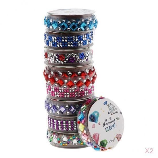Ruban Strass Autocollant – 8 Rouleaux Multicolores, 0.66 Cm X 91.5 Cm - 2