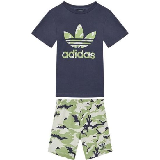 Ensemble Marine Vert Gar on Adidas Short Tee Set Bleu Cdiscount