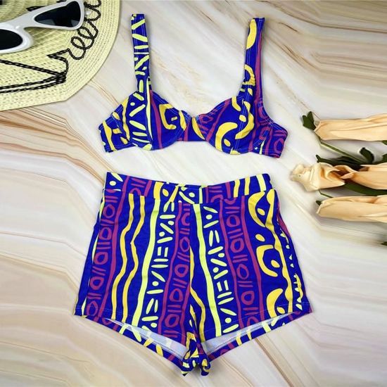 Maillot De Bain 2 Pièces Ado Fille 8-16 Ans - Bikini Taille Haute Camisole Chic Pour Plage Et Piscine