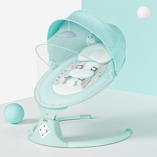 Bioby Transat Balancelle Electrique Bebe 0 12 Mois Jusqu A kg 5 Vitesses Avec Coussin De Siege Vert Cdiscount Puericulture Eveil Bebe