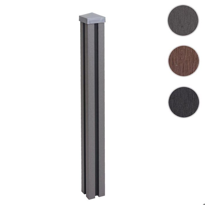 MCW Poteau WPC Sarthe-Clôture WPC poteau pilier système enfichable ~ 98cm gris