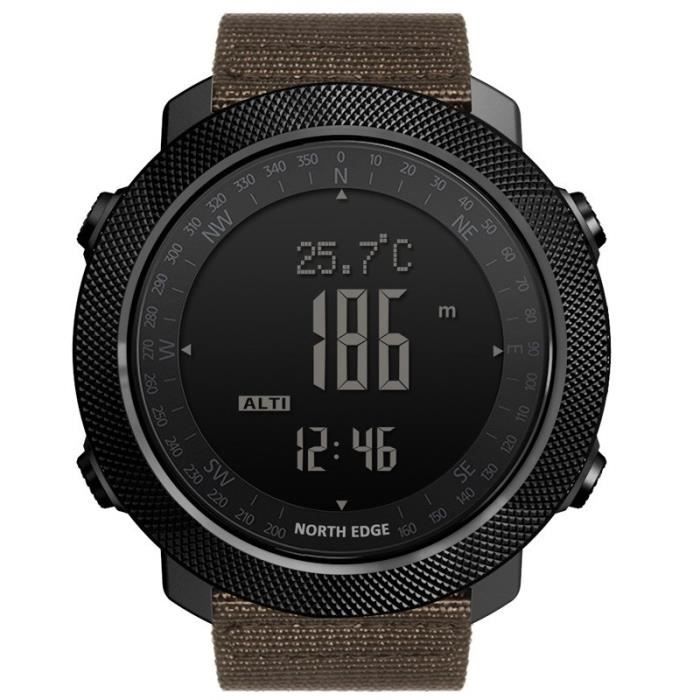 NORD EDGE APACHE Sports De Plein Air Montre Intelligente Métal Rétro-éclairage - Kaki