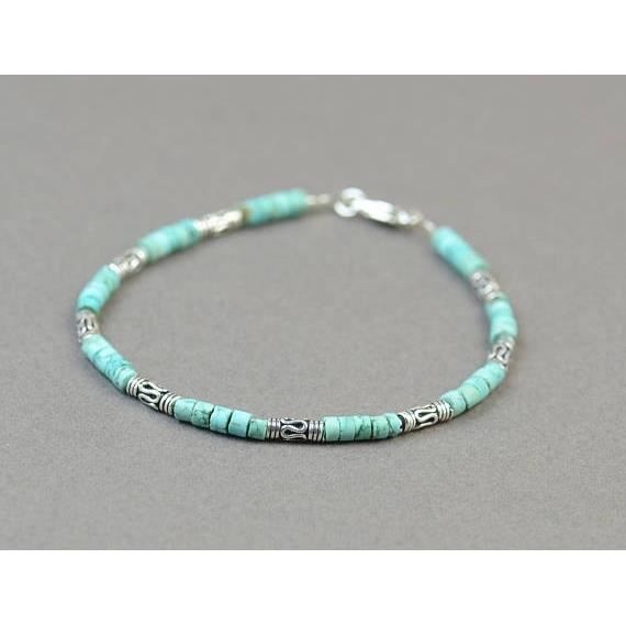 Bracelet perles turquoises massif_argent