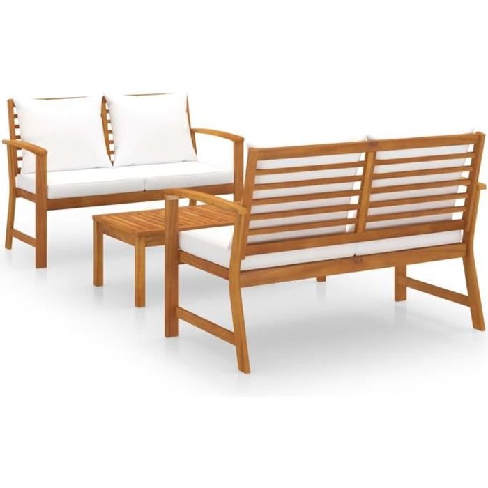 HAPPY*5434Magnifique- Salon de jardin 3 pcs avec coussin Set bistrot 3 pcs Ensemble repas de jardin 2 personnes Ensemble Table et Ch