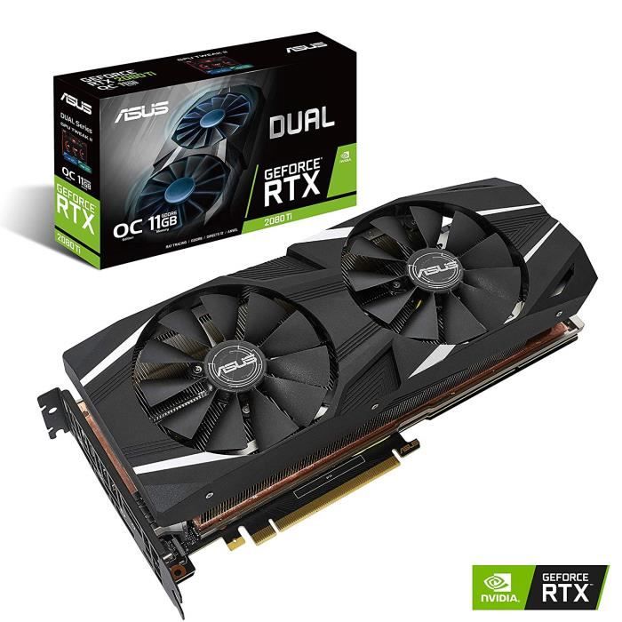 ASUS Carte Graphique DUAL-RTX2080TI-O11G, OC Édition (Nvidia GeForce RTX 2080Ti , 11Go Mémoire GDDR6)