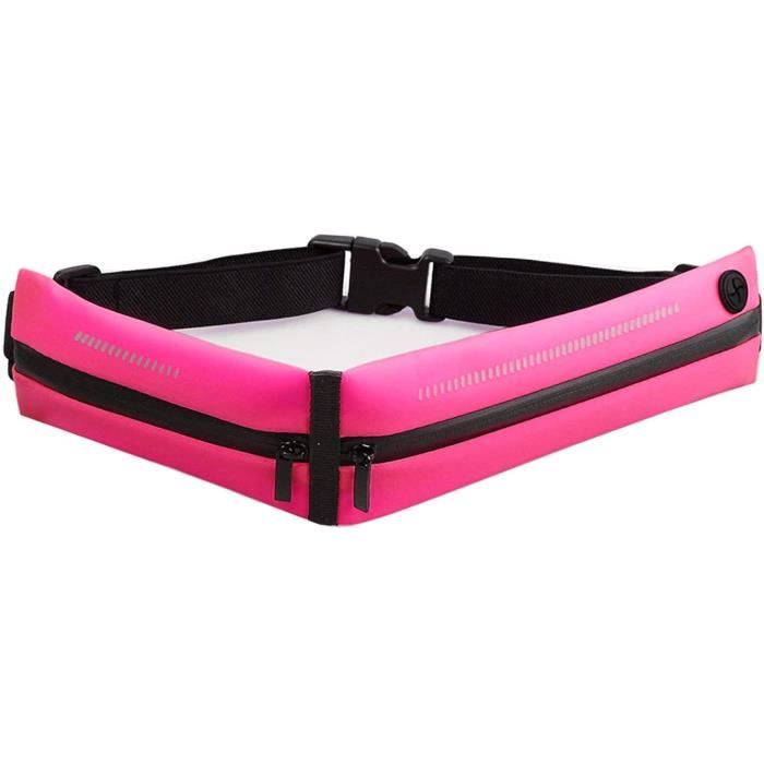 Ceinture de Course, Ceinture Sport Sacs Bananes de Sport Réglable Etanche Running Belt pour Homme Femme Support de téléphone (Rose)