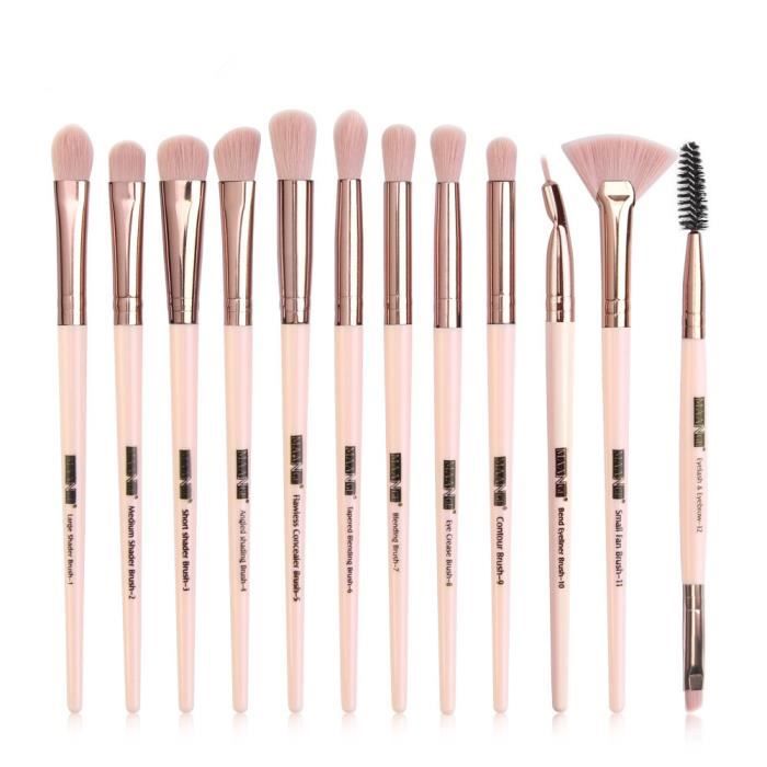 12 pièces pinceaux de maquillage ensemble ombre à paupières mélange Eyeliner cils sourcil Blush maquillage brosse Kit