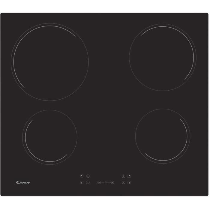 SHOT CASE - CANDY CH64CCB - Table de cuisson vitrocéramique - 4 zones - 6500 W - L 56 x P 49 cm - Revetement verre - Noir