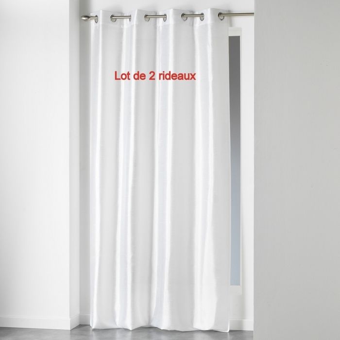 Lot de 2 rideaux a oeillets 140 x 240 cm shantung uni shana Blanc