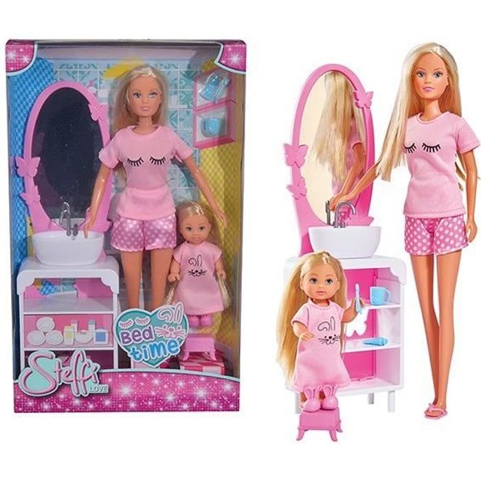 STEFFI LOVE Pyjama Poupée 29 cm + Evi poupée 12cm + accessoires