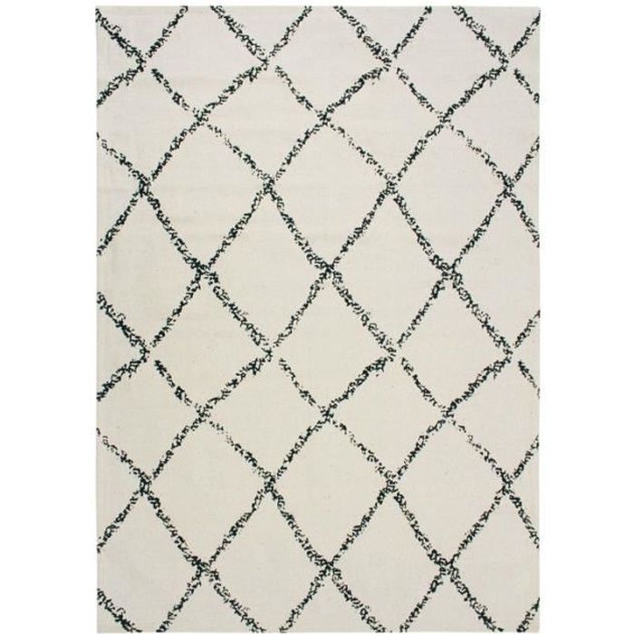 COTTON BERBERE LOSANGE - Tapis en coton losanges naturel-noir 120x170