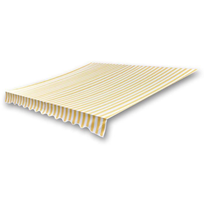 4 x 3 m Store banne en toile tente auvent Jaune et Blanc Résistant aux UV sans cadre pour jardin patio terrasse