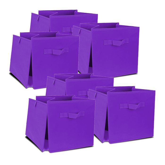 lot 12 cube de rangement pliable,coffre de rangement,boîte de rangement en tissu violet - longueur 31 x profondeur 31 x hauteur