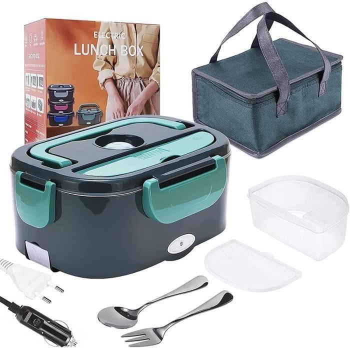 Lunch Box Chauffante électrique 2 En 1 - 1,5 L, 60W - Fonctionne Sur 12V/24V/110V/220V - Pour Voiture, Bureau, Voyage - 5