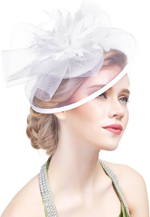 HIDOLL Fascinator Chapeau Nuptiale Plumes Élégant - Accessoire Cocktail Mariage Royal Ascot