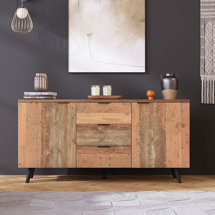 Buffet Meuble TV avec étagères réglables commode verticale rangement tiroirs pour salon chambre vintage marron Buffet Meuble TV avec étagères réglables commode verticale rangement tiroirs pour salon chambre vintage marron