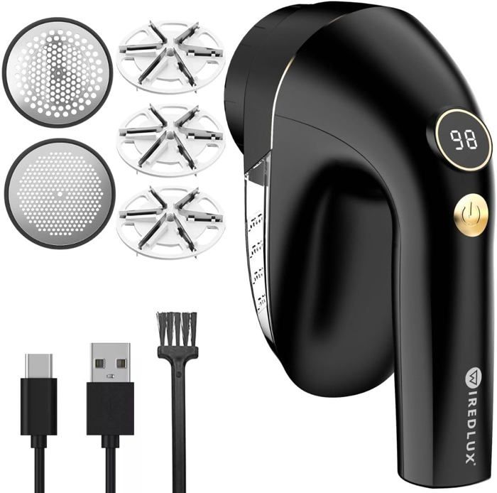 Rasoir Anti-Bouloche Électrique 3W - Rechargeable USB-C - Avec 2 Lames - Pour Vêtements, Canapé, Couvertures