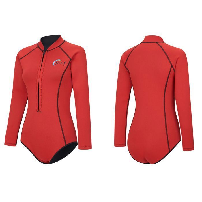 Combinaison en néoprène pour Femme 2 mm Surf Suit Maillot de Bain Femme pour Surf Natation Kayak plongée avec Tuba Rouge