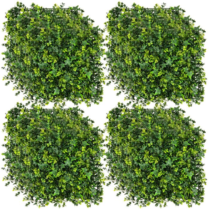 Panneaux Muraux Végétaux Artificiels - 12 Pièces 60x40 Cm, Cadre Grille Snap, PE - Décoration Intérieur/extérieur, écran Intimité
