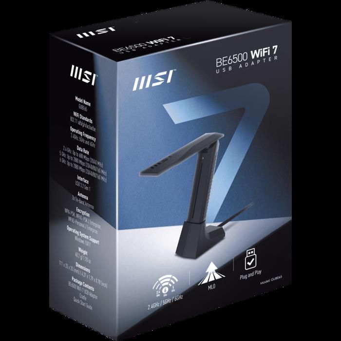 MSI BE6500 WiFi7 USB Stick – Dongle carte et adaptateur dinterfaces USB 3.2 Gen 1 (3.1 Gen 1)