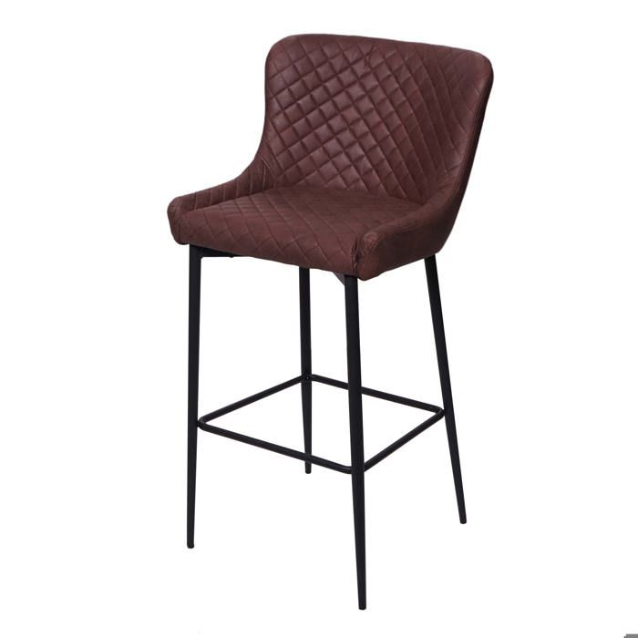 MCW Tabouret de bar MCW-H79 vintage avec repose pied tissu textile marron