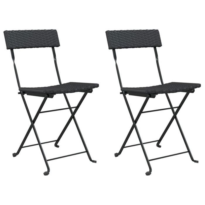 Chaises de bistrot pliantes 2 PCS - Noir Résine tressée acier C778