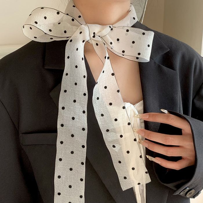 Foulard ruban femme à pois–Nœud papillon élégant en mousseline