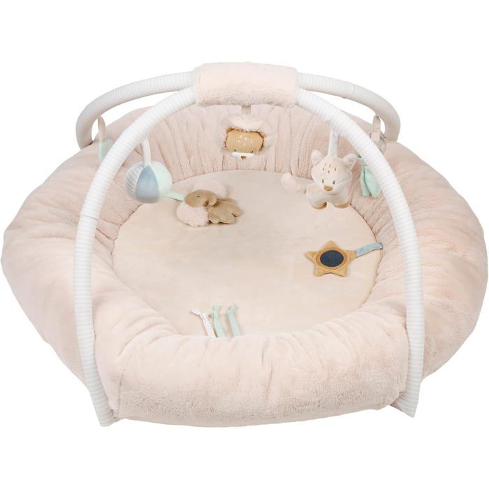 Tapis déveil Nattou Flo Beige avec Arche de jeu et Activités - 91 cm